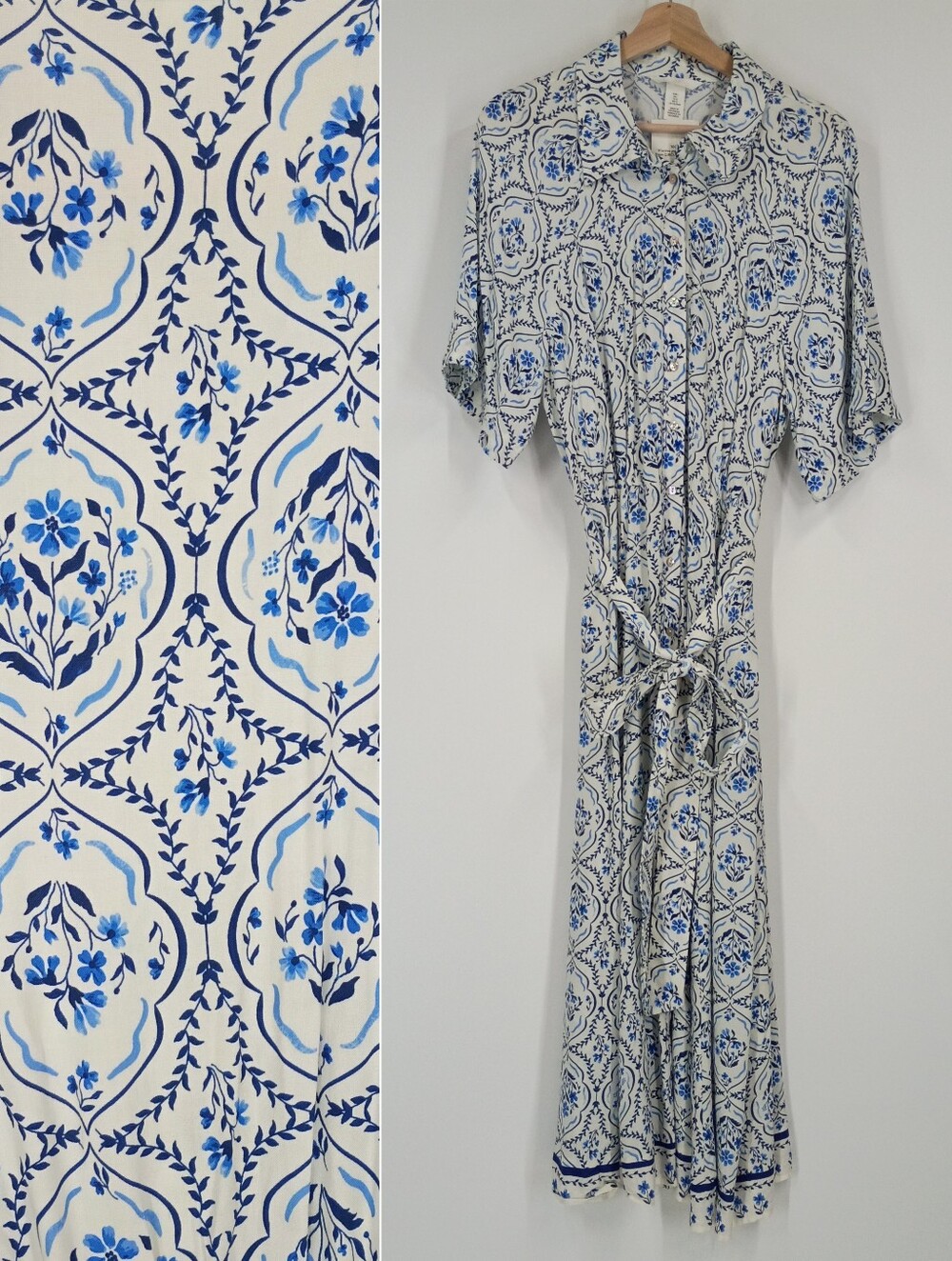 H&M Floral Button Front Midi Dress